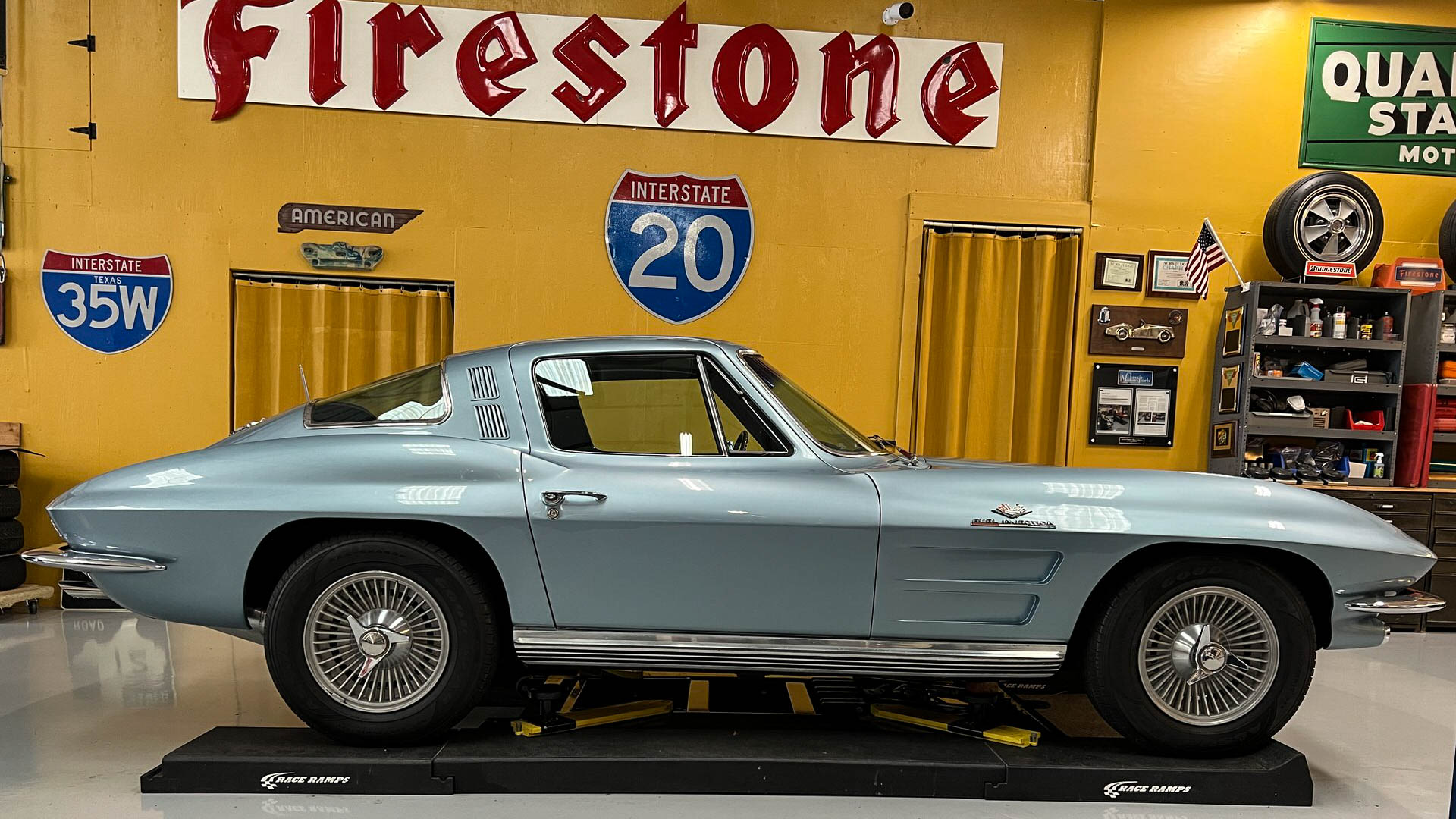1964 Corvette FI fuel Injection coupe Silver Blue